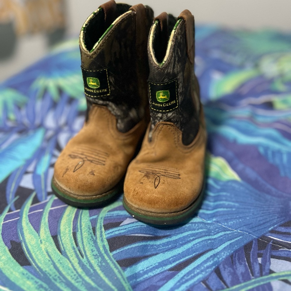John Deere Kids Tan and Black Boots